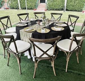 Sillas de Resina Duraderas con Aspecto de Madera Estilo Granja Clásica, Respaldo Cruzado, para Bodas, Jardín, Eventos, Banquetes al Aire Libre, Catering para Adultos - Product Image 1