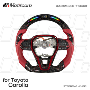 Volante de fibra de carbono forjado rojo personalizado con pantalla LED para Toyota Corolla Cross RAV4 LE SE XLE XSE TRD 2018-2022 - Product Image 2