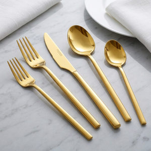 Couverts Design Personnalisé Cuillère Couteau Fourchette Dîner Acier Inoxydable Métal Or Ensemble de Couverts pour Cadeau de Mariage - Product Image 1