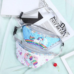 Marsupio da donna con paillettes <span class=keywords><strong>unicorno</strong></span> personalizzato grazioso marsupio a sirena con chiusura a cerniera antifurto per ragazze e bambini - Product Image 1
