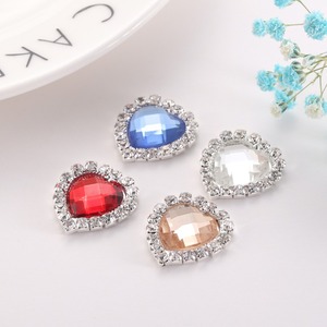 Breloques en strass en forme de cœur à 12 facettes, matériaux de bricolage pour bijoux, accessoires de coiffure de mariée - Product Image 4