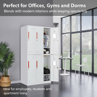 Armoire de chambre à coucher en acier à 6 portes, casier moderne pour bureau, armoire de rangement pour hôpital, école, salle de sport, avec serrure à clé, meubles faciles à assembler