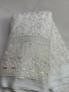 Viscosa de calidad de exportación Lucknowi 9/3mm secuencia bordado vestido de trabajo tela de proveedor indio a precio mayorista