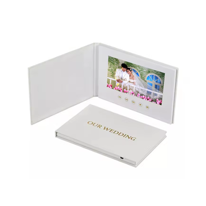 Carte de vœux cadeau personnalisée 7 pouces album de brochures vidéo LCD livre vidéo de mariage relié en lin - Product Image 2