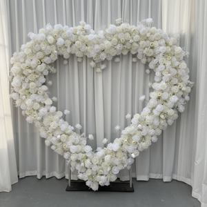 Panel de arco de flores de corazón Rosa Blanco para boda, arco de flores de corazón rosa, telón de fondo de arco de flores de corazón, seda artificial para Decoración - Product Image 5