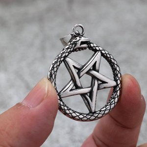 Yunnique Stainless Steel Men's Pendant Viking <b>Snake</b> Pentagram Charm Star Shape Geometric Asymmetry Themed Jewelry Gift Clothing - Product Image 4
