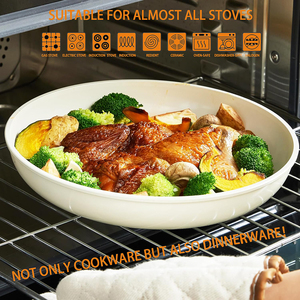 Ensemble de casseroles en céramique antiadhésives avec poignée en bakélite amovible au toucher doux, compatible four, couvercle en verre, 4 pièces, design minimaliste pour gaz - Product Image 6