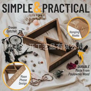 Wooden Triangular <b>Wall</b> <b>Mounted</b> <b>Shelf</b> 20.4x18.5 Inch Multi Layer Storage Rack For Crystals Decor Living Room Bedroom - Product Image 5