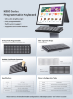 Clavier POS USB programmable 80 touches avec lecteur RFID 13.56MHz intégré pour la vente au détail et le contrôle d'accès