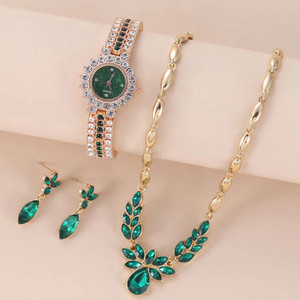 Orologio al quarzo alla moda per donna collana con foglie verdi Set cinturino magnetico bellissimo regalo per fidanzata - Product Image 1