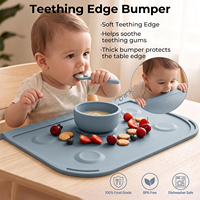 Tapis de repas pour bébé en silicone sans BPA avec rebord de dentition, tapis d'alimentation 16*12 pouces avec 4 ventouses pour chaise haute