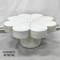 Table basse INNOVA au design nordique moderne européen, en forme de fleur, en bois massif blanc, durable, portable, facile à assembler