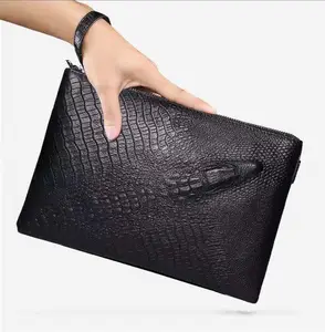 2024 OEM borsa pochette da uomo in vera pelle di coccodrillo borsa per uomo business pochette grossista della fabbrica