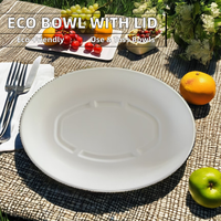 Vaisselle jetable biodégradable écologique en bagasse de canne à sucre, assiette à motif végétal, boîte à lunch jetable pour usage domestique