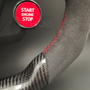 Volante de Fibra de Carbono con Botón de Encendido y LED para <span class=keywords><strong>Audi</strong></span> RS <span class=keywords><strong>A4</strong></span> A5 A6 A7 S3 S4 S5 B9 B9.5 RS3 RS4 RS5 RS6 RS7 C7 C8 - Product Image 6