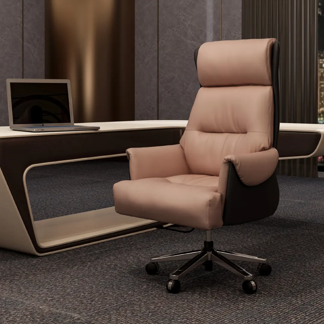 Kursi kulit Kantor Eksekutif putar Modern punggung tinggi nyaman grosir furnitur kantor Modern