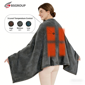 Châle chauffant en flanelle à piles, 8 zones chauffantes, design double face, alimentation USB, lavable, contrôle de la température, certifié ETL - Product Image 1