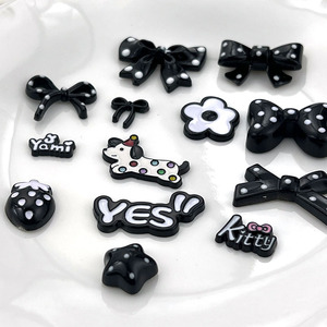 Black White Polka Dot <b>Bow</b> Puppy Jewelry Accessories Hair <b>Clips</b> DIY Craft Materials Plastic Resin Irregular Shape Spring 2024 - Product Image 2