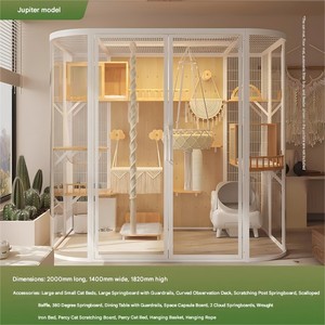 Kedi Villa kedi kafesi ekstra büyük lüks masif ağaç kapalı panoramik Pet camlı vitrin dolabı - Product Image 4
