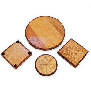 Meilleur prix, sous-verres en teck rustique, polis, écologiques, symboles vikings anciens, élégant cadeau pour la maison, fabriqué en Inde - Product Image 1