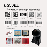 LONVILL Lector de Códigos de Barras 2D Inalámbrico con Luz de Inducción de Tres Colores, Millones de Píxeles y Batería de 2000 mAh para Puntos de Venta Minorista
