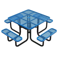 Table de pique-nique en métal de qualité commerciale résistante aux intempéries pour l'extérieur, 4', 6', 8', mobilier de patio extérieur, table de pique-nique en acier expansé avec banc