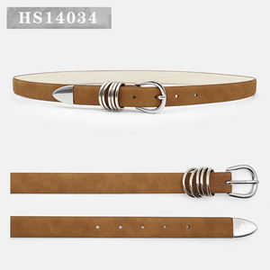 Señoras Camel Polymetallic Loop Casual Pu Cuero Cinturón de alta calidad - Product Image 4