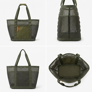 Sac de plage en maille avec poche zippée, grande capacité, imperméable, sac à bandoulière pour la gym, les voyages et le camping - Product Image 2