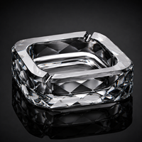 Cendrier en verre cristal classique de luxe sans fumée, taillé en diamant, transparent, élégant pour la maison et le bureau