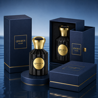 Boîte d'emballage cylindrique ronde de 50 ml à rayures verticales, flacons de parfum vides en verre transparent avec vaporisateur et bouchons dorés, ensemble écologique