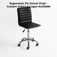 Chaise de bureau ergonomique en PU avec base plaquée, pivotante, réglable en hauteur, gain de place, pour chambre et loisirs