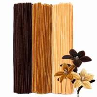 300 pièces de tiges en chenille marron, 30 cm de long, 8 mm d'épaisseur, fabriquées à la main en Chine, multicolores, 3 couleurs, fleurs DIY, décoration festive