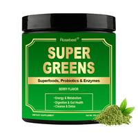 OEM Private Label Suikerloze Veganistische Bessensmaak Super Greens Poeder Drinkmix met Superfoods, Probiotica & Enzymen voor de Spijsvertering