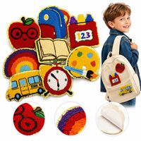 En gros, Patchs brodés thermocollants et à coudre en chenille, motifs pomme scolaire, crayon, arc-en-ciel, livre, bus, pour sacs à dos