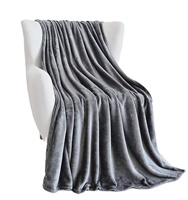Ventes en gros de couvertures en flanelle grises bon marché de 50x60 pouces, couvertures en flanelle