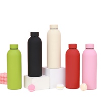 Botella de Agua Aislada al Vacío de Acero Inoxidable de 500 ml con Logotipo Personalizado al por Mayor, Taza Deportiva Minimalista de Color Sólido