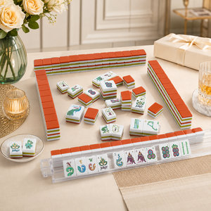 Ensemble de <span class=keywords><strong>Mahjong</strong></span> de Luxe Personnalisé en Acrylique avec Tuiles Orange pour Cadeaux de Casino, Achat en Gros, ODM, OEM - Product Image 6
