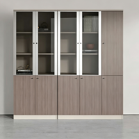 Armoire de classement de bureau en verre et bois de qualité E0, meuble de rangement multi-niveaux sur pied pour documents de bureau