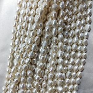 Cuentas de Collar Semiterminadas de Agua Dulce Blancas de 9-10 mm, Estilo Barroco Irregular de Corte Recto, Forma No Nuclear, Elegante Estilo Barroco - Product Image 2