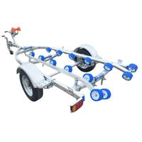 Remorque compacte pour jet ski et bateau Hyroad à essieu unique, résistante à la corrosion, longueur 3,6 m, charge utile maximale 400 kg, couleur argent