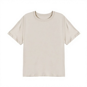 Buy Low MOQ Beige Drop Shoulder <b>T</b>-<b>Shirt</b> 100% Cotton Casual Loose Fit Tee OEM ODM Custom Logo Private Label Women's <b>T</b>-<b>Shirts</b> - Product Image 1