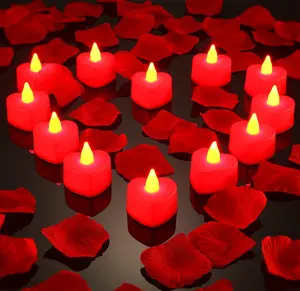 Lilin Tealight LED Bentuk Hati Lilin LED Cinta 2000 Buah Kelopak Mawar Buatan untuk Hari Valentine Dekorasi Pesta Pernikahan