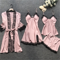 Pyjamas de printemps pour femmes hauts de nuit de grande taille Homewear vêtements de maison pour femmes 4 pièces vêtements de nuit ensembles de pyjama d'été Pijama Nuisette sexy