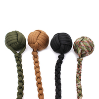 Porte-clés de survie EDC en acier inoxydable, différentes couleurs, boule de paracorde, lanière de singe, poing