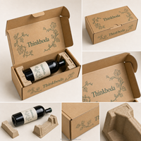 Boîte d'expédition de vin en carton ondulé personnalisée avec insert en pulpe moulée, emballage en papier kraft pour vin rouge, vin blanc, spiritueux