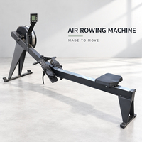Rameur d'air pliable avec résistance par ventilateur, moniteur numérique, siège coulissant et sangles de pied pour l'exercice cardiovasculaire