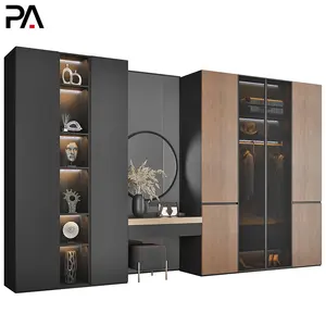 Pa design de móveis do quarto armoire porta deslizante personalizada caminhada em armário moderno guarda-roupa