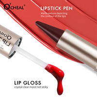 OCHEAL Stylo double embout 2-en-1 : brillant à lèvres liquide et crayon contour des lèvres mat, waterproof, longue tenue, non-collant, maquillage pour les lèvres
