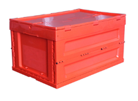 Boîte de roulement pliable en plastique de 60x40x36cm avec couvercle attaché Conteneurs de stockage empilables pour le déménagement et le transport d'entrepôt