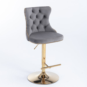 Sgabelli da Bar Girevoli in Velluto Dorato A&A Furniture, Altezza Regolabile 25-33 Pollici, Moderni Imbottiti con Schienale - Product Image 4